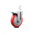 Service Caster 5 Inch Red Poly Wheel Swivel 7/8 Inch Square Stem Caster with Total Lock Brake SCC-SQTTL20S514-PPUB-RED-78